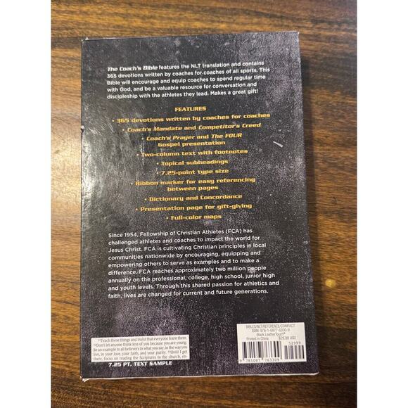 The Coach's Bible FCA Fellowship of Christian Athletes Devotional Bible Black - Picture 7 of 7